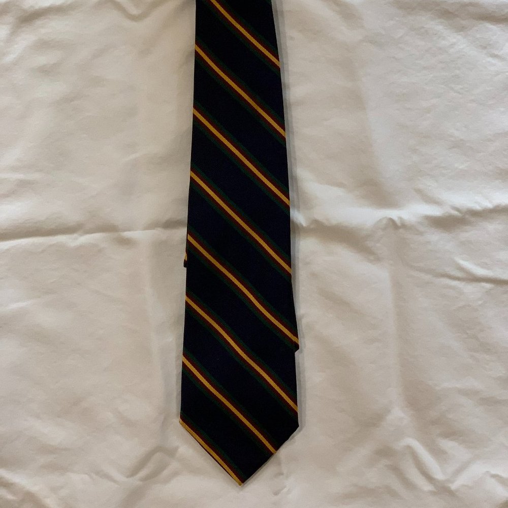 Men's Polo Navy, Burgandy, Green, Gold Necktie
